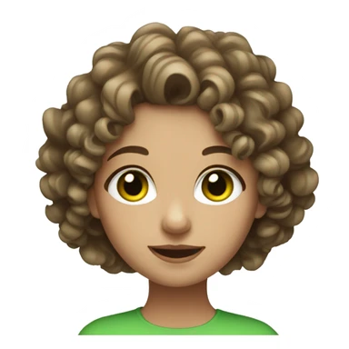 light brunette girl with curly hair and green eyes sticker