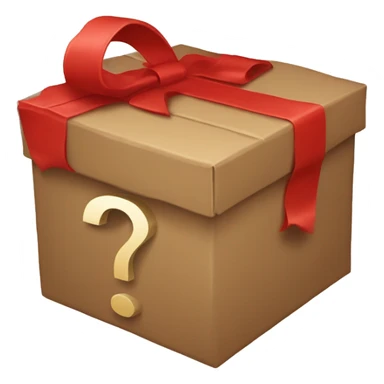 red mystery box with question mark sticker