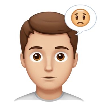 laptop and white guy with brown hair and thoughts above his head sticker