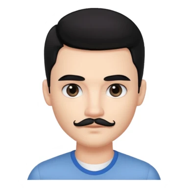 pretty handsome bratz man, with black hair and Little square mustache with black black black  eyes,  short dar, pale skin, defined jawlines sticker