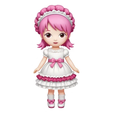 Isolated detaile illustration incredibly raspberry torte doll figurine full body with pink hair and a raspberry hairband sticker