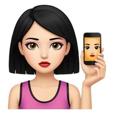 girl In Sleeveless, black hair, funky. sticker