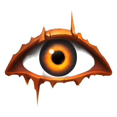 Eye of Sauron with vertical slit pupil, glowing orange iris, set in a dark tower of Mordor. sticker