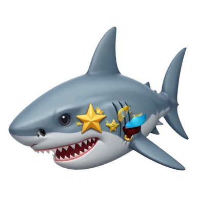 Tête Requin avec une vrai étoile dans 1 oeil sticker