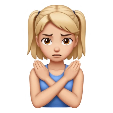 girl hands crossed holding neck looking angry sticker