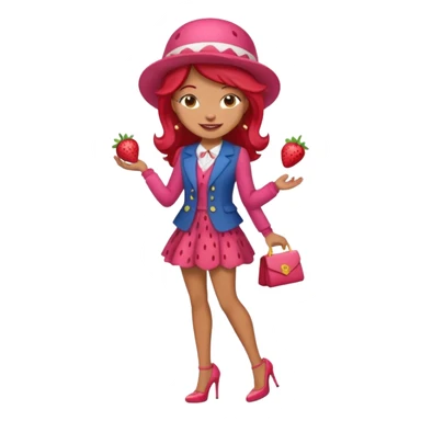 pretty and cute realistic modern day strawberry shortcake full body with high heels emoji sticker