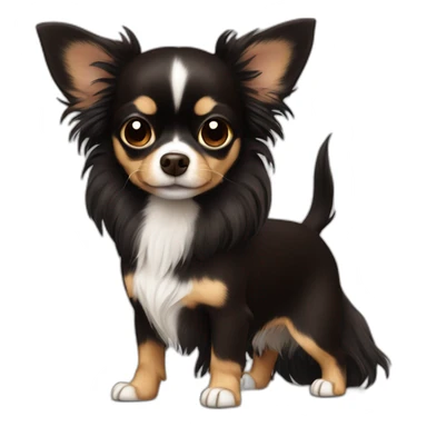 Long hair dark brown and black Chihuahua sticker