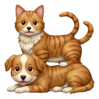 Cat on top of dog sticker