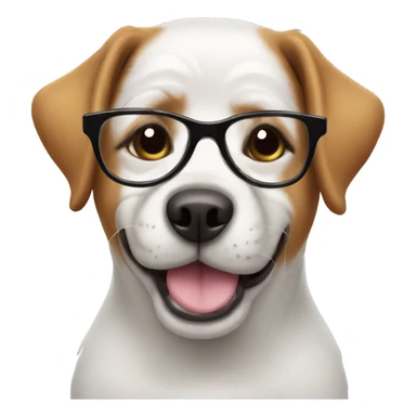 dog with glasses and ha sticker