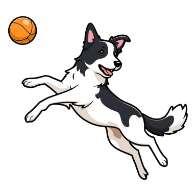 Border collie jumping for a ball sticker