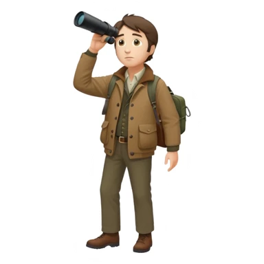 henry David thoreau full body looking up  birdwatching with binoculars sticker