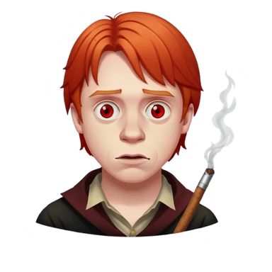 Ron Weasley smoking a blunt with red eyes sticker