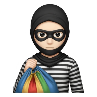 Thief in black mask holding sack sticker
