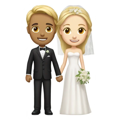 Blondie bride with brown hair groom sticker