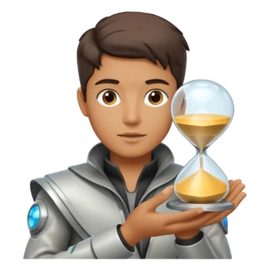 future Explorer with futuristic sandglass sticker