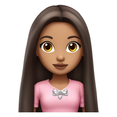 Hyper realistic bratz doll brunette blushing in love sticker