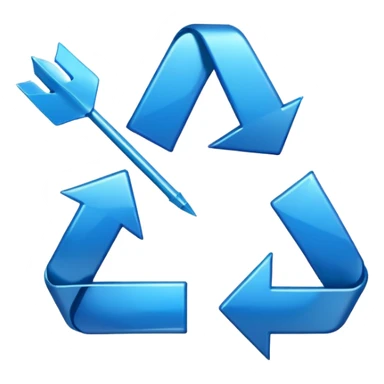 recycle logo two arrows blue sticker