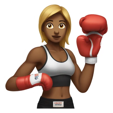 A female boxer with boxing gloves and having a six pack. sticker