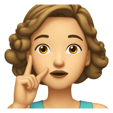 Woman whistling with her thumb and finger in mouth, slanted eyebrows, closed eyes sticker