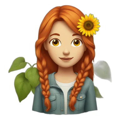 red-haired girl with a sunflower sticker