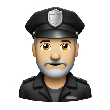 Grey goatee  security guard Man with black clothe sticker