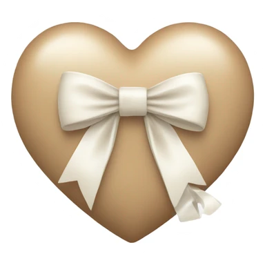 beige heart with white bow sticker
