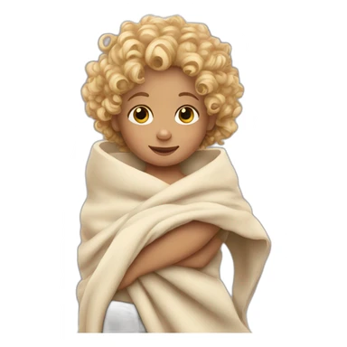 Curly haired blonde toddler holding blanket sticker
