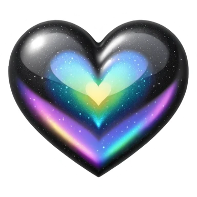 Black rainbow glitter heart  sticker