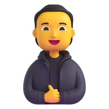 change the clothes to a black jacket, keep the 3d emoji style and slimmer face sticker