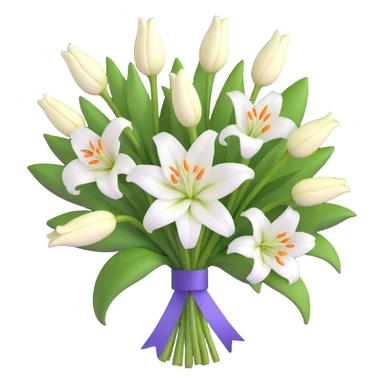 elegant bouquet of white lilies with ribbon sticker