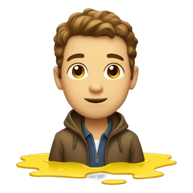 guy brown hair standing in a yellow puddle  sticker