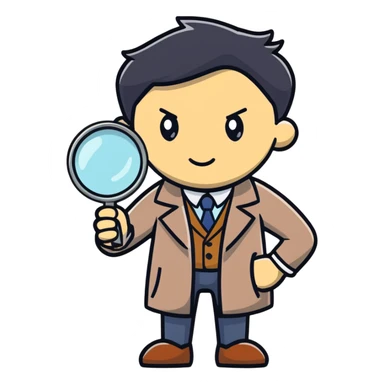 cartoon detective investigating with magnifying glass sticker