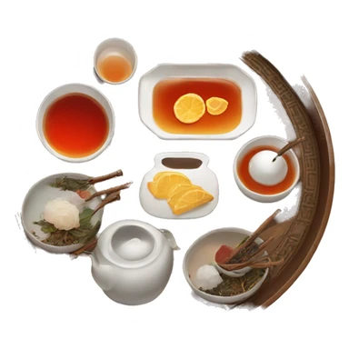 chinese tray with tea sticker