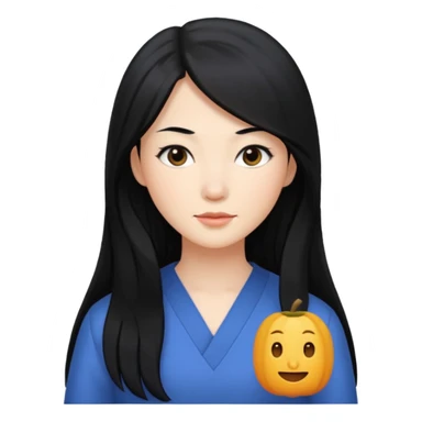 Que sea una mujer blanca pelo negro y largo y medio achinada sticker