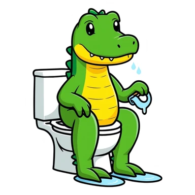 aligator peeing in toilet sticker