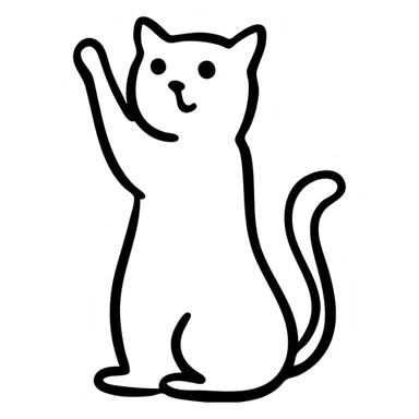 Curious cat looking up with one paw raised sticker