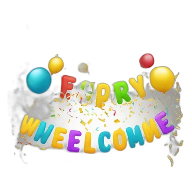 welcome banner with party popper sticker