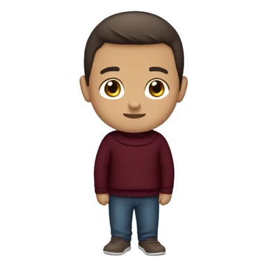 winter, christmas, hispanic, short brown hair, boy, brown eyes, child, full body, burgundy sweater sticker