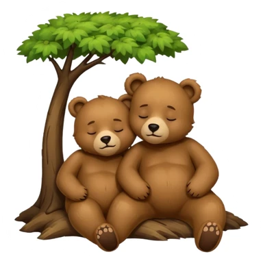 two bears sleeping together under a tree sticker