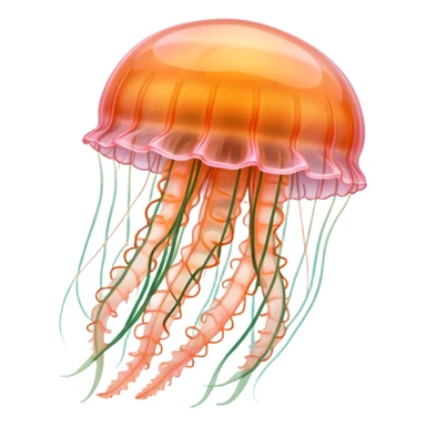 Beautiful pale pink and light orange transparent jellyfish among algae  sticker