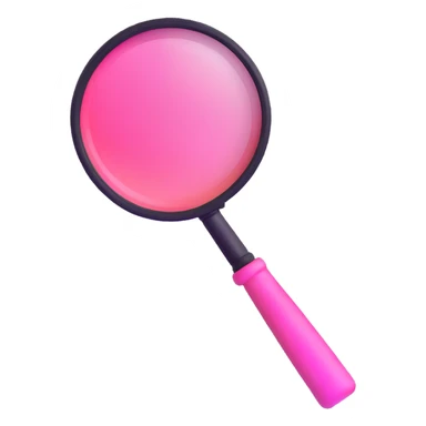magnifying glass, transparent glass with bright pink gradient from #FF335F to #FF99AA, highlights, minimalistic sticker