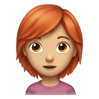 a girl with red hair and crying sticker