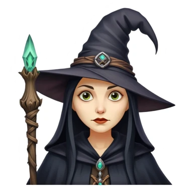 Baba Yaga sorceress woman, classic witch hat, mysterious expression sticker