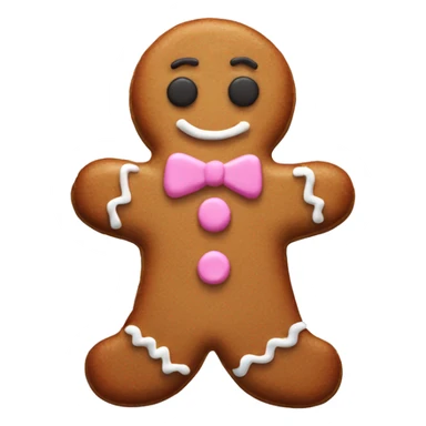 Brown singular gingerbread cookie with pink and white frosting and buttons  sticker