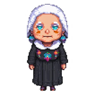 old woman pixel art sticker