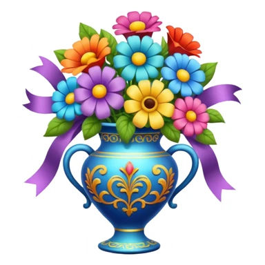 flower in a vase with decorative ribbon sticker