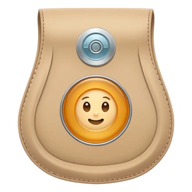 ostomy bag in beige with a circle in the middle. no liquids or smileys. keep it very clean and medical sticker