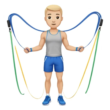 fit man with blue shorts resistance bands exercises sticker