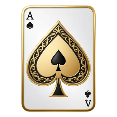 ace of spades playing card symbol, classic emoji style, with a gold border sticker