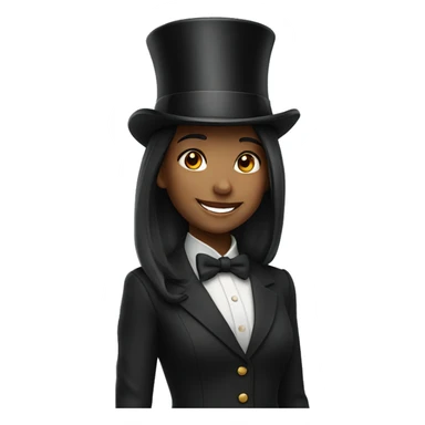smiling girl in top hat sticker